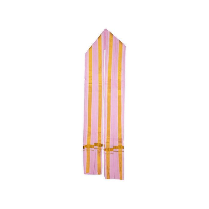 Towel - 2 Mtrs | Pink Colour Angavastram/ Cotton Thundu/ Gold Jari Design Gamcha for Men - Shawls & Towels