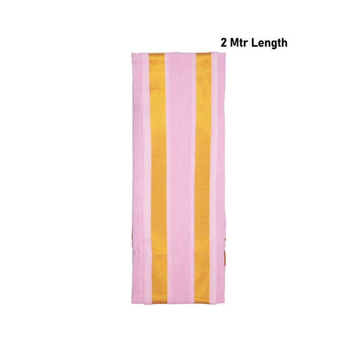 Towel - 2 Mtrs | Pink Colour Angavastram/ Cotton Thundu/ Gold Jari Design Gamcha for Men - Shawls & Towels