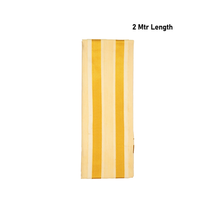 Towel - 2 Mtrs | Sandal Colour Angavastram/ Cotton Thundu/ Gold Jari Design Gamcha for Men - Shawls & Towels