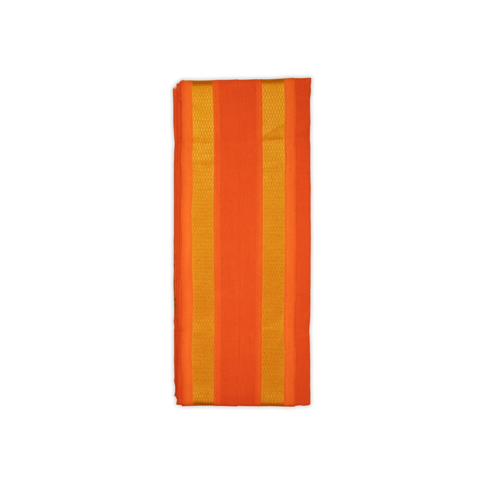 Towel - 2 Mtrs | Dark Orange Colour Angavastram/ Cotton Thundu/ Gold Jari Design Gamcha for Men - Shawls & Towels