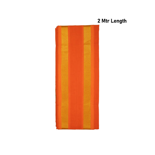 Towel - 2 Mtrs | Dark Orange Colour Angavastram/ Cotton Thundu/ Gold Jari Design Gamcha for Men - Shawls & Towels