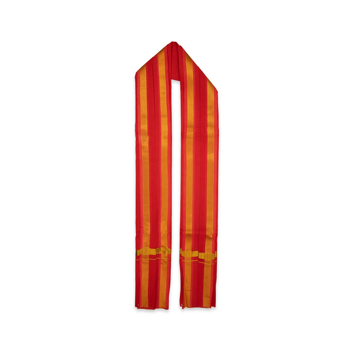 Towel - 2 Mtrs | Red Colour Angavastram/ Cotton Thundu/ Gold Jari Design Gamcha for Men - Shawls & Towels