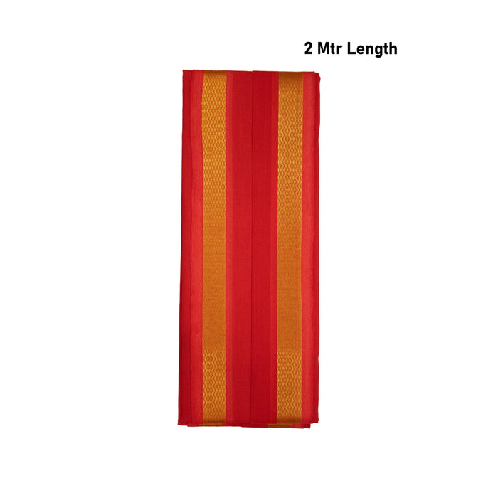 Towel - 2 Mtrs | Red Colour Angavastram/ Cotton Thundu/ Gold Jari Design Gamcha for Men - Shawls & Towels