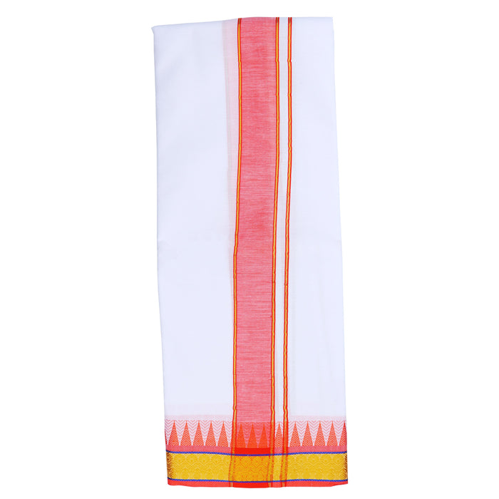 Veshti - 9 x 5 Muzham - Temple Pet | Rich Cotton Vesti/ Dhoti for Men/ White Colour/ Assorted Design - Veshti & Dhoti