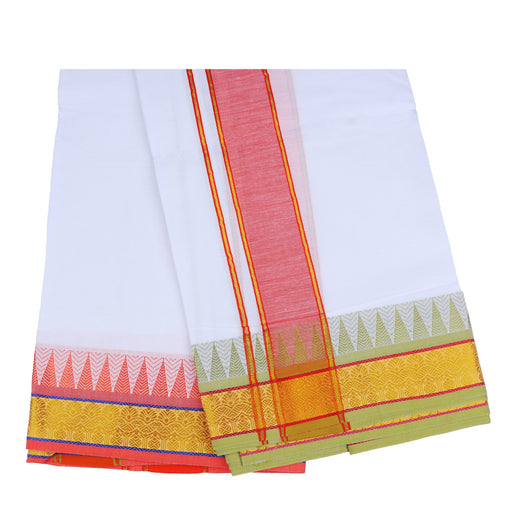 Veshti - 9 x 5 Muzham - Temple Pet | Rich Cotton Vesti/ Dhoti for Men/ White Colour/ Assorted Design - Veshti & Dhoti