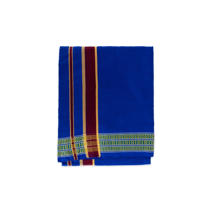 Veshti - 2 Mtrs | Border Dhoti / Traditional dhothi / Blue Colour Vesti for Men / Ethnic wear For Men - Veshti & Dhoti