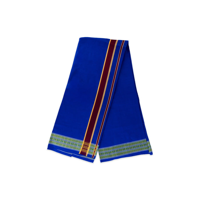 Veshti - 2 Mtrs | Border Dhoti / Traditional dhothi / Blue Colour Vesti for Men / Ethnic wear For Men - Veshti & Dhoti