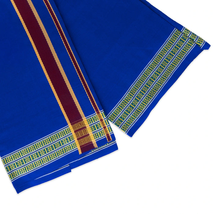 Veshti - 2 Mtrs | Border Dhoti / Traditional dhothi / Blue Colour Vesti for Men / Ethnic wear For Men - Veshti & Dhoti
