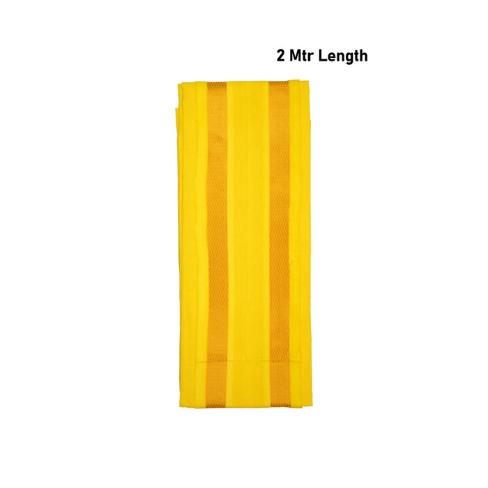 Towel - 2 Mtrs | Lemon Yellow Colour Angavastram/ Cotton Thundu/ Gold Jari Design Gamcha for Men - Shawls & Towels