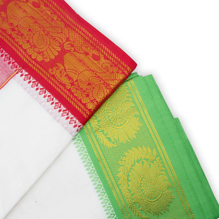 Veshti - 9 x 5 Yards | 5 Inches Jacquard Border Dhoti/ Half White Vesti for Men - Veshti & Dhoti