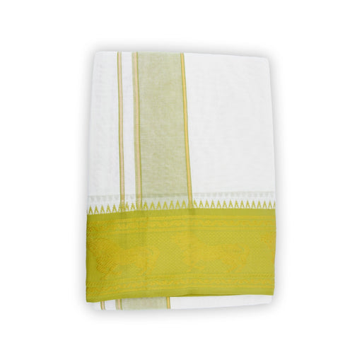 Veshti - 9 x 5 Yards | 5 Inches Jacquard Border Dhoti/ Half White Vesti for Men - Veshti & Dhoti
