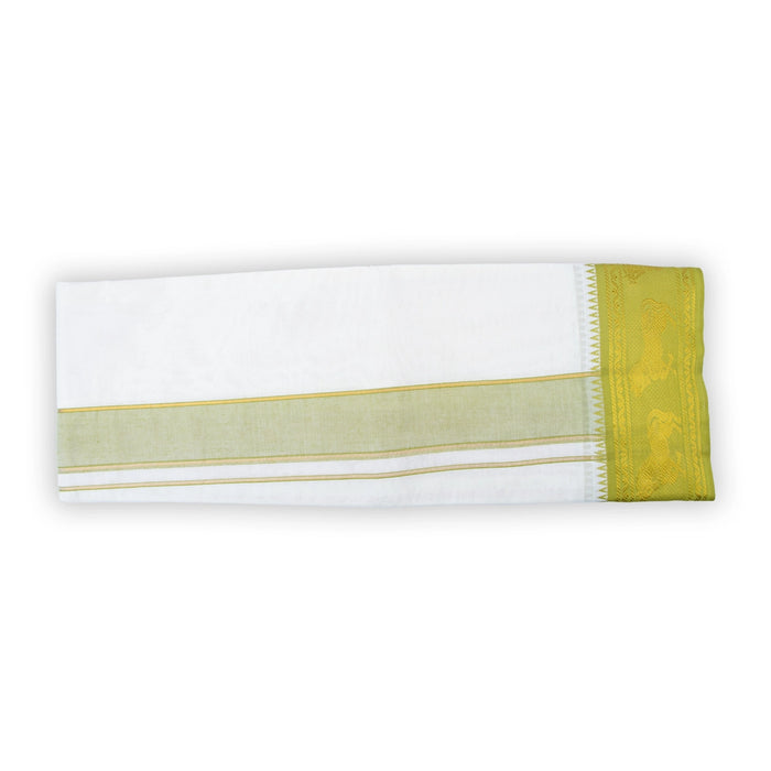Veshti - 9 x 5 Yards | 5 Inches Jacquard Border Dhoti/ Half White Vesti for Men - Veshti & Dhoti