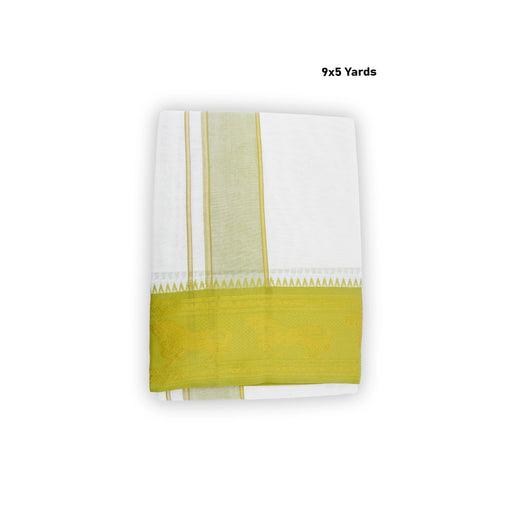 Veshti - 9 x 5 Yards | 5 Inches Jacquard Border Dhoti/ Half White Vesti for Men - Veshti & Dhoti