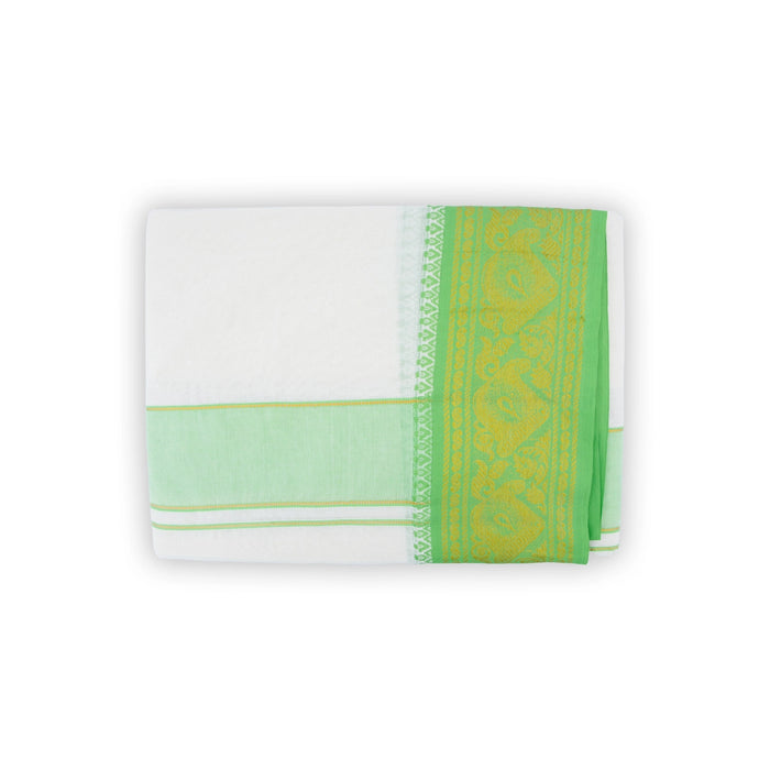 Veshti - 9 x 5 Yards | 5 Inches Jacquard Border Dhoti/ Half White Vesti for Men - Veshti & Dhoti