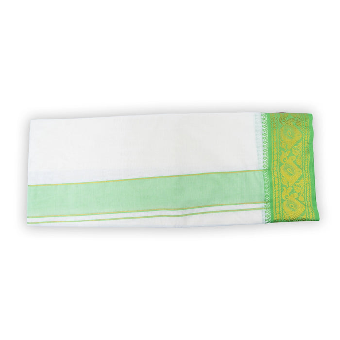 Veshti - 9 x 5 Yards | 5 Inches Jacquard Border Dhoti/ Half White Vesti for Men - Veshti & Dhoti