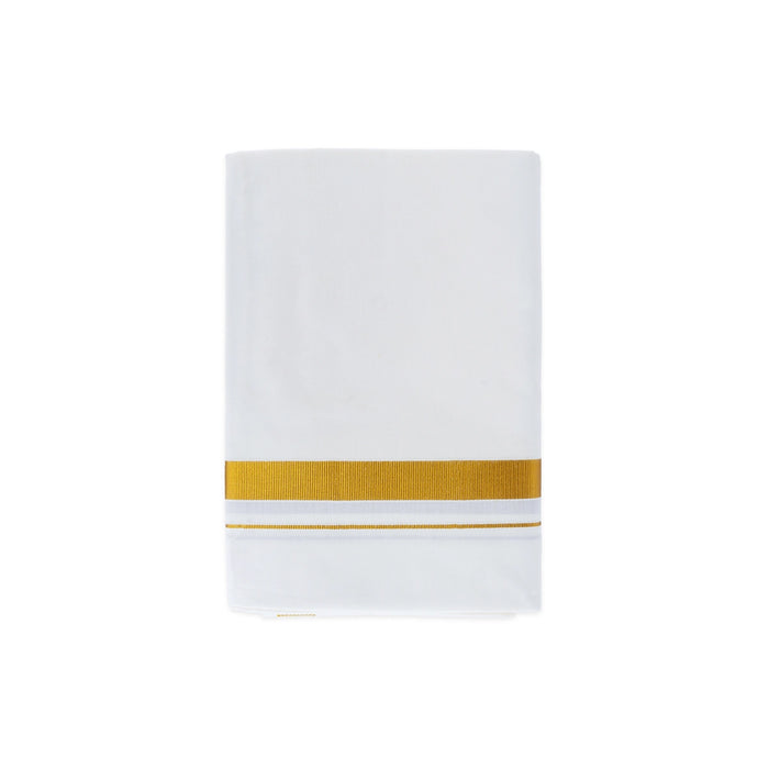 White Veshti - 2 Mtr | Gold Jari Border Dhothi / White Vesthi / Dhoti for Men / Traditional Vesti - Veshti & Dhoti