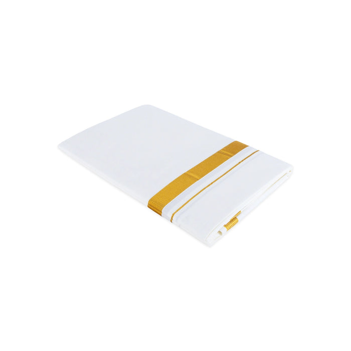 White Veshti - 2 Mtr | Gold Jari Border Dhothi / White Vesthi / Dhoti for Men / Traditional Vesti - Veshti & Dhoti