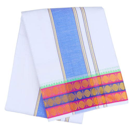 Veshti - 9 x 5 Muzham - White | Vesti/ Big Border Dhoti for Men/ Assorted Colour - Veshti & Dhoti