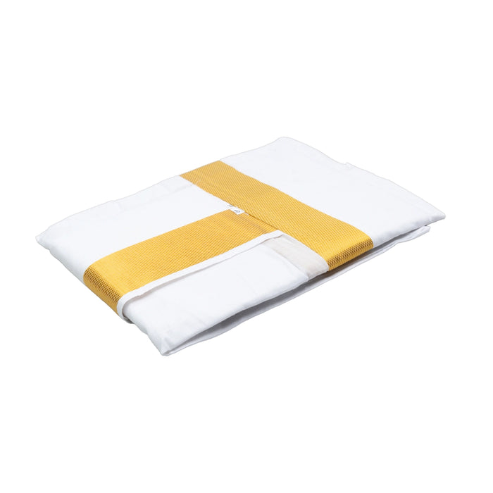 Readymade Panchakacham With Angavastram - 38x 40 Inches | Jari Design Grey Colour Dhoti And Towel for Men - Veshti & Dhoti
