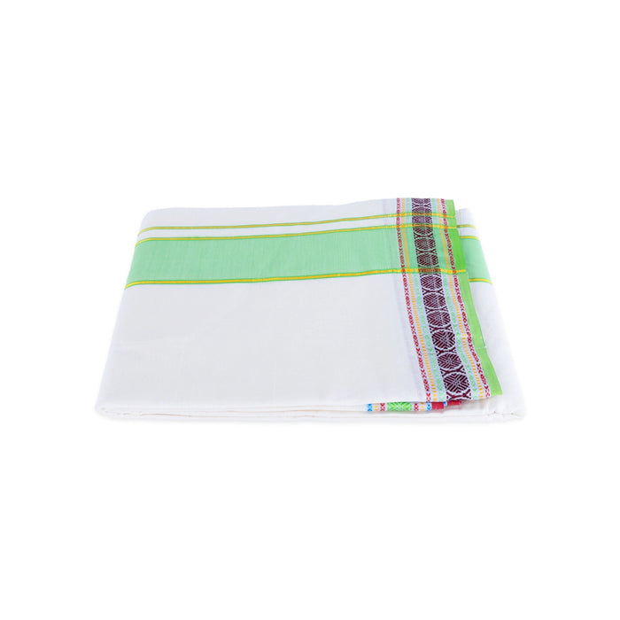 Veshti - 9 x 5 Yard | 24 Kan Mayilkan Border Dhothi / Half White Vesti / Dhoti for Men / Traditional Vesti - Veshti & Dhoti