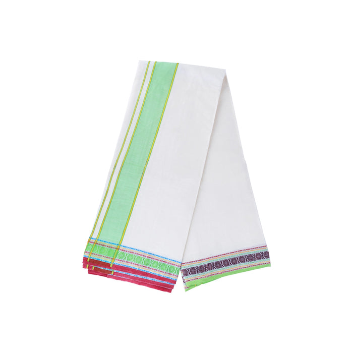Veshti - 9 x 5 Yard | 24 Kan Mayilkan Border Dhothi / Half White Vesti / Dhoti for Men / Traditional Vesti - Veshti & Dhoti