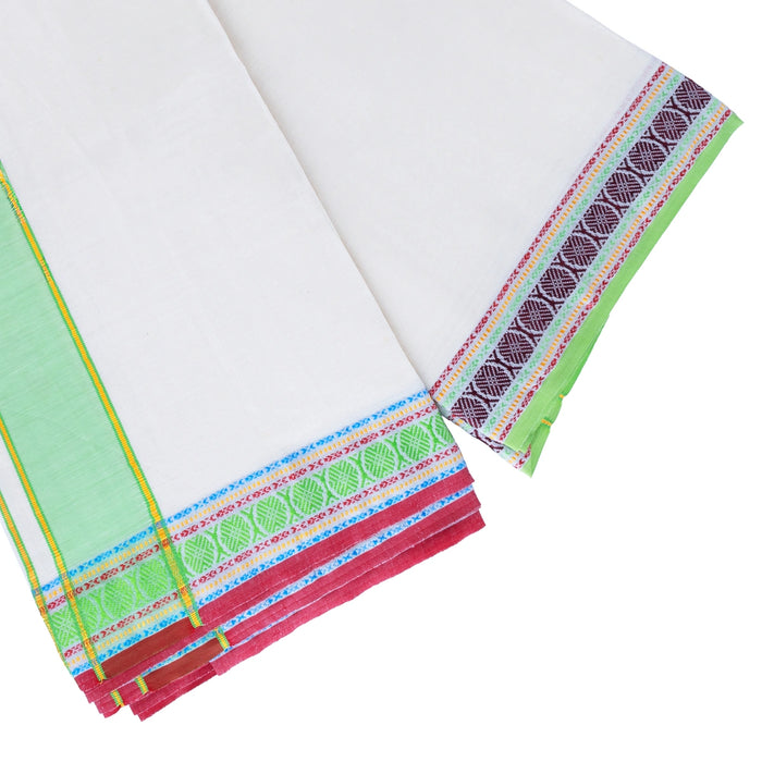 Veshti - 9 x 5 Yard | 24 Kan Mayilkan Border Dhothi / Half White Vesti / Dhoti for Men / Traditional Vesti - Veshti & Dhoti