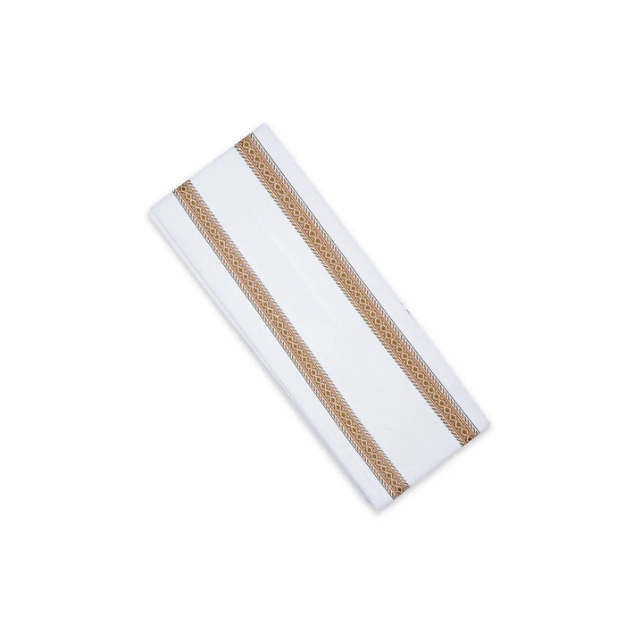 White Angavastra - 1.75 Mtrs | Cotton Thundu / Mixed Border Towel/ Gamcha For Traditional Wear & Pooja Use - Shawls & Towels