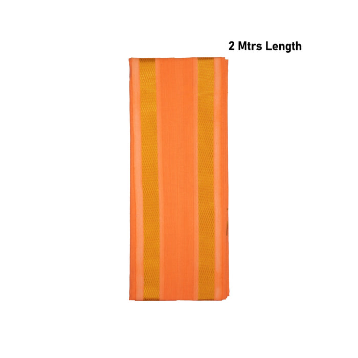 Towel - 2 Mtrs | Light Orange Colour Angavastram/ Cotton Thundu/ Gold Jari Design Gamcha for Men - Shawls & Towels