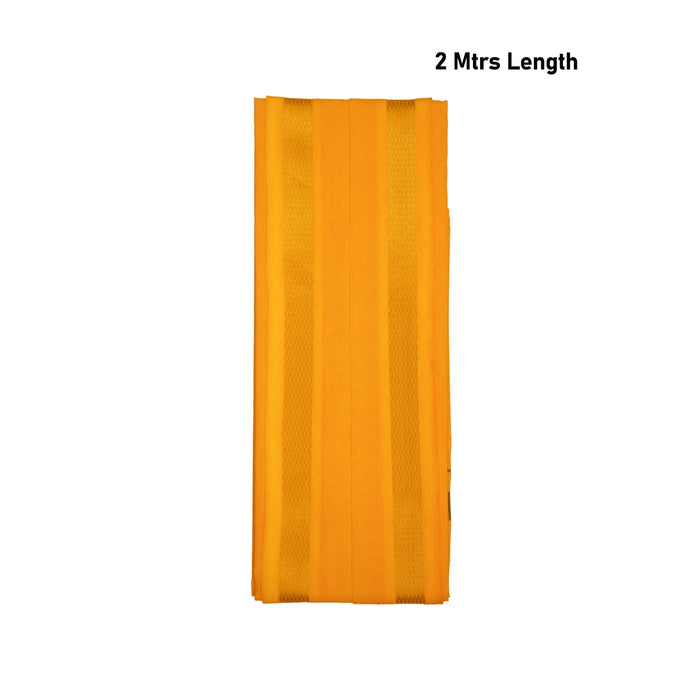 Towel - 2 Mtrs | Mango Yellow Colour Angavastram/ Cotton Thundu/ Gold Jari Design Gamcha for Men - Shawls & Towels
