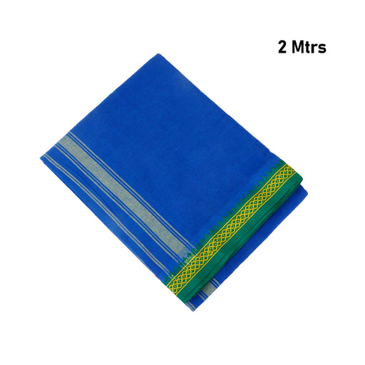 Blue Veshti - 2 Mtrs | Thalapathi Border Design Vesti/ Dhoti for Men/ Assorted Colour - Veshti & Dhoti