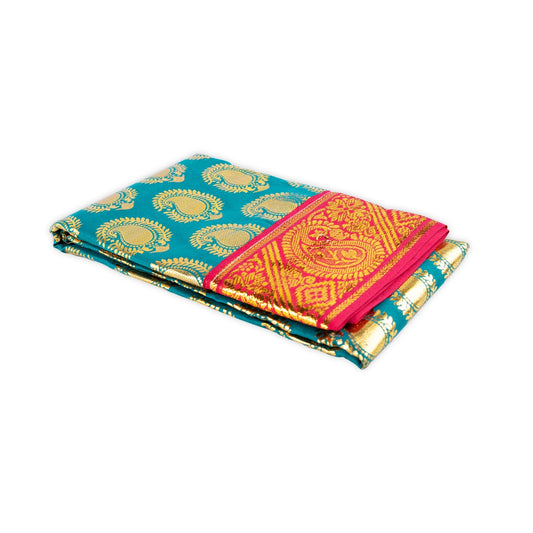 Amman Saree - 5 Mtr | Satin Devi Dress/ Mango Design Mata Rani Poshak/ Amman Pattu Saree for Deity - Devi Dress