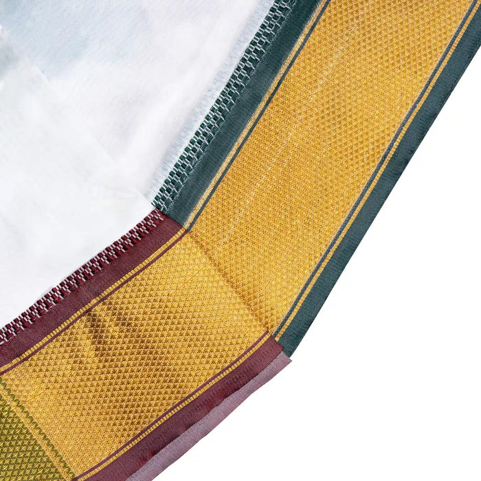 Towel - 1.80 Mtrs | Asha Pattu Border Design Angavastram/ Thundu/ Swami Vastram/ Gamcha for Deity - Bhagwan Vastra