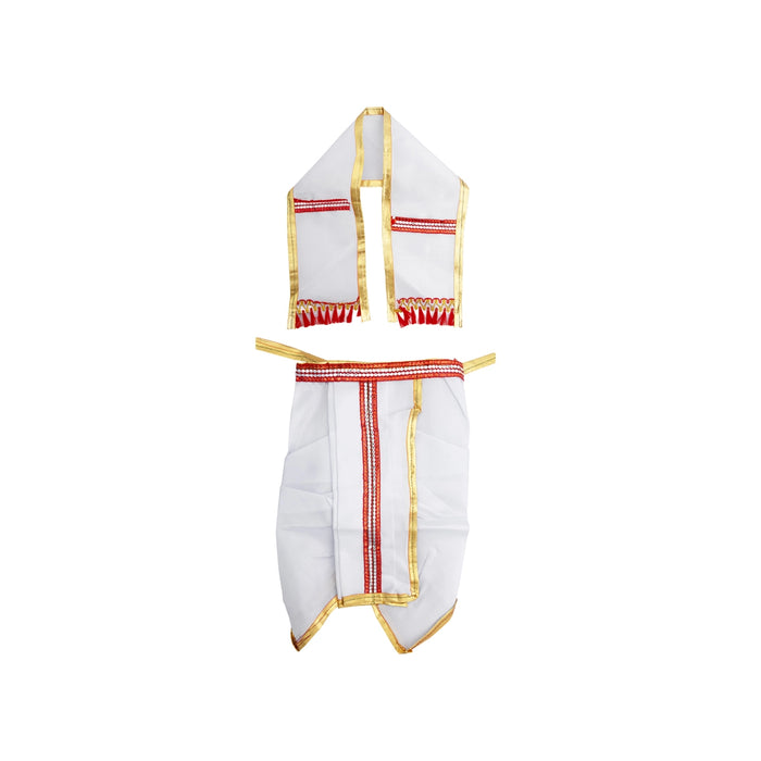 Panchakacham - 11 Inches | Satin With Jari Border Dhoti / Panchakajam for Deity Decor