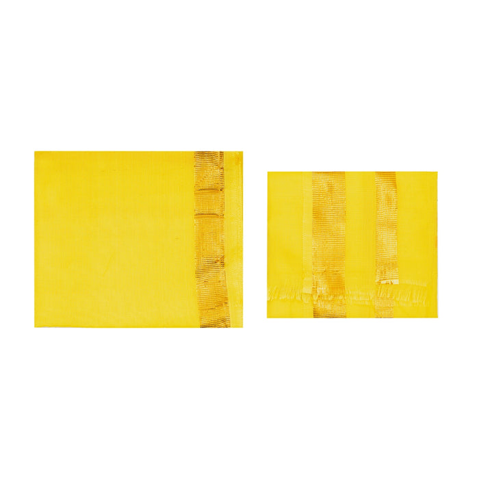 Ganesh Vastra Pair - 1 Mtr | Jari Border Design Ganpati Vastra/ Veshti With Angavastra for Vinayagar - Bhagwan Vastra