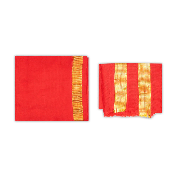 Ganesh Vastra Pair - 1 Mtr | Jari Border Design Ganpati Vastra/ Veshti With Angavastra for Vinayagar - Bhagwan Vastra