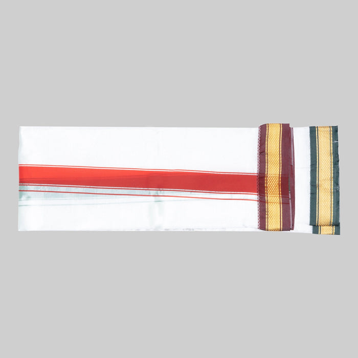 Ganesh Vastra Pair - 3 x 2 Feet | Jari Border Design Ganpati Vastra/ Veshti With Angavastra for Vinayagar - Bhagwan Vastra