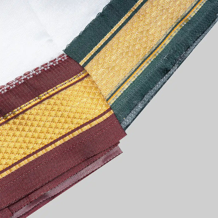 Ganesh Vastra Pair - 3 x 2 Feet | Jari Border Design Ganpati Vastra/ Veshti With Angavastra for Vinayagar - Bhagwan Vastra