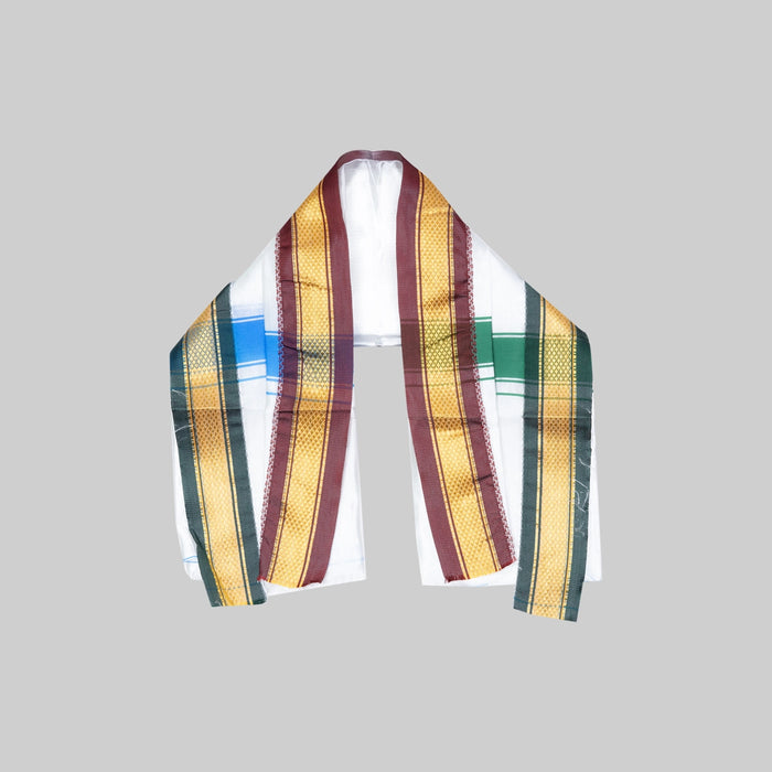 Ganesh Vastra Pair - 3 x 2 Feet | Jari Border Design Ganpati Vastra/ Veshti With Angavastra for Vinayagar - Bhagwan Vastra