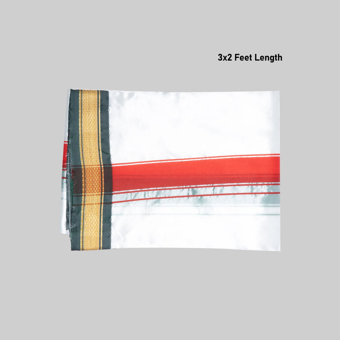 Ganesh Vastra Pair - 3 x 2 Feet | Jari Border Design Ganpati Vastra/ Veshti With Angavastra for Vinayagar - Bhagwan Vastra