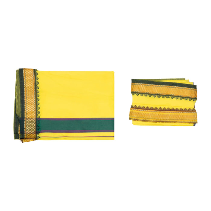 Ganesh Vastra Pair - 3 x 2 Feet | Jari Border Design Ganpati Vastra/ Veshti With Angavastra for Vinayagar - Bhagwan Vastra