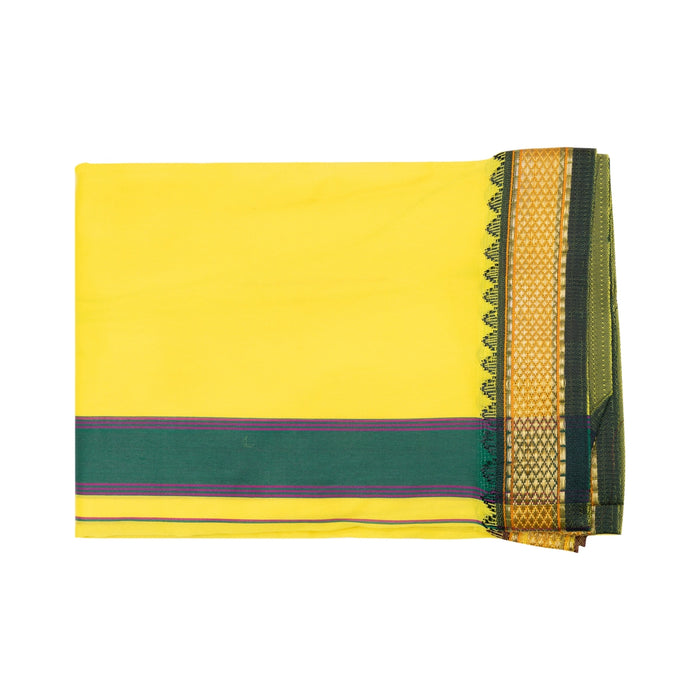 Ganesh Vastra Pair - 3 x 2 Feet | Jari Border Design Ganpati Vastra/ Veshti With Angavastra for Vinayagar - Bhagwan Vastra