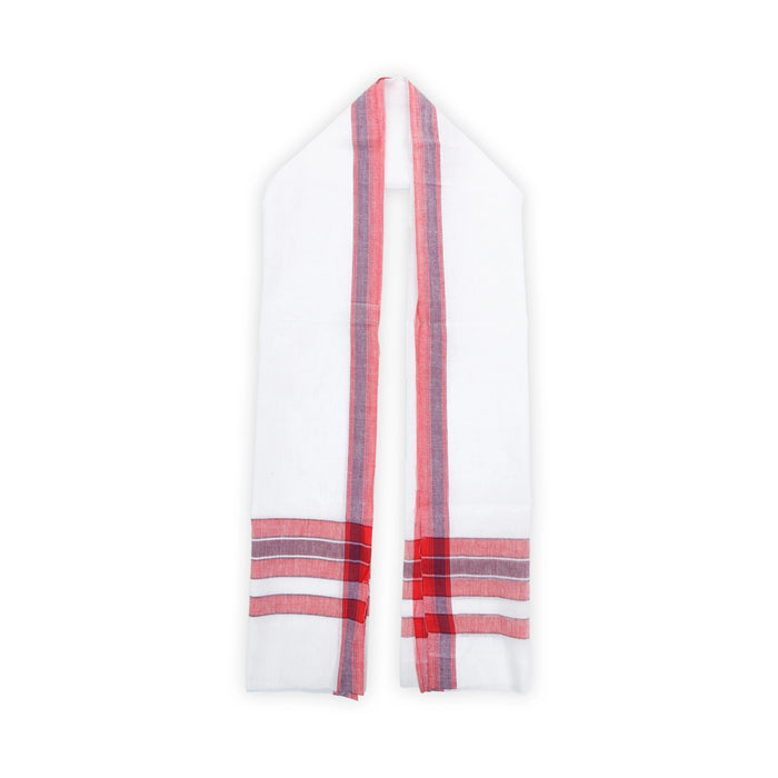 Ganesh Vastra - 4 x 9 Inches | Ganpati Dhoti/ White & Red Colour Pillaiyar Thundu/ Angavastra for Deity - Bhagwan Vastra