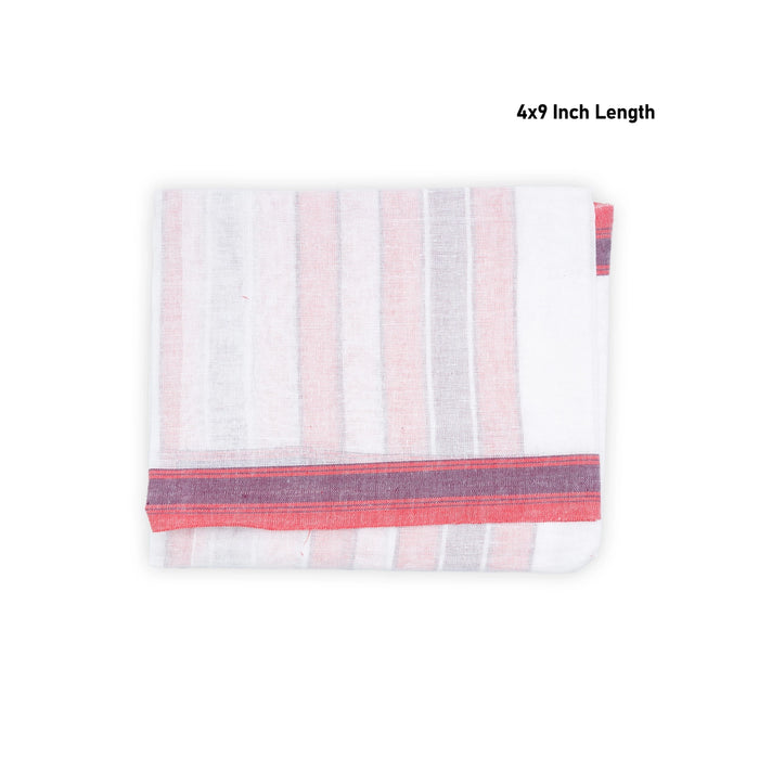 Ganesh Vastra - 4 x 9 Inches | Ganpati Dhoti/ White & Red Colour Pillaiyar Thundu/ Angavastra for Deity - Bhagwan Vastra