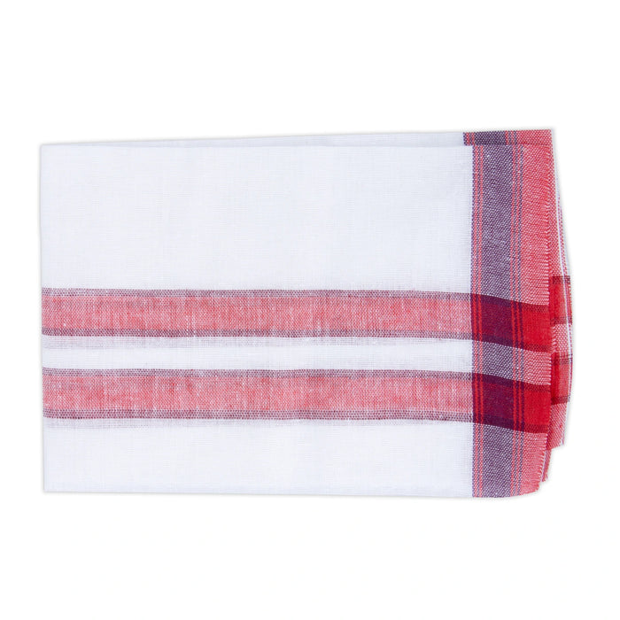 Ganesha Vastra - 14 x 9 Inches | Pillaiyar Thundu/ Half White with Red Colour Cotton Angavastram for Deity - Bhagwan Vastra