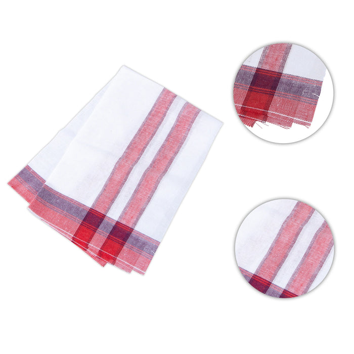 Ganesha Vastra - 14 x 9 Inches | Pillaiyar Thundu/ Half White with Red Colour Cotton Angavastram for Deity - Bhagwan Vastra