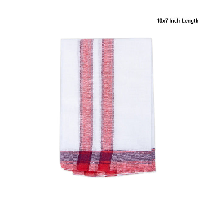 Ganesha Vastra - 14 x 9 Inches | Pillaiyar Thundu/ Half White with Red Colour Cotton Angavastram for Deity - Bhagwan Vastra