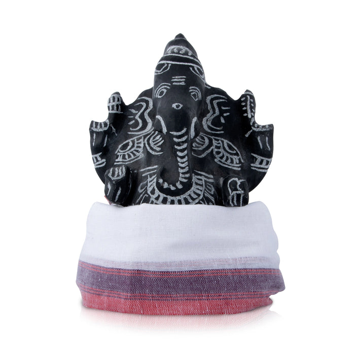 Ganpati Vastra - 10 x 7 Inches | Pillaiyar Thundu/ White And Red Ganesh Angavastra for Deity - Bhagwan Vastra