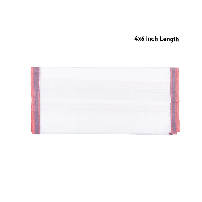 Ganesha Vastra - 4 x 6 Inches | Pillaiyar Thundu/ Half White with Red Colour Cotton Angavastram for Deity - Bhagwan Vastra