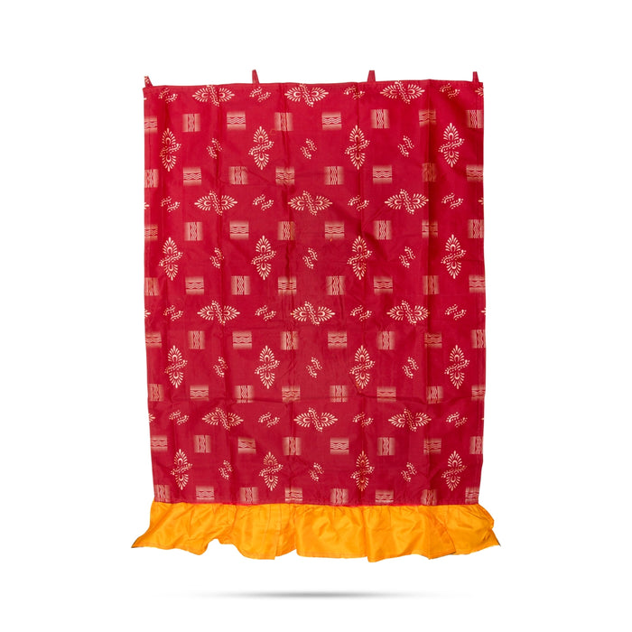 Meenakshi Amman Design Pooja Screen - 5 X 3.5 Feet | Satin Curtain/ Temple Screen/ Decorative Curtain For Home - Deity Curtain