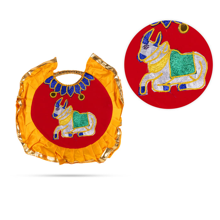 Shivling & Nandi Design Aalavattam Visiri - 1 Feet | Velvet Hand Fan/ Embroidered Pooja Fan For Aarti Rituals - Pooja Accessories